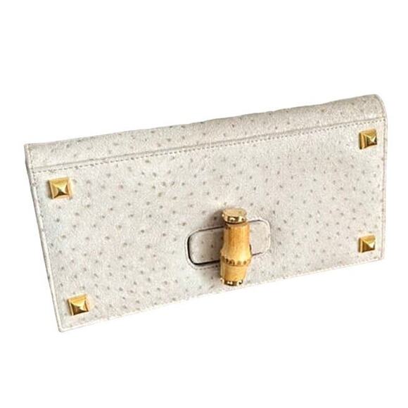 Miss Mak Faux Ostrich Clutch with chain strap - Picture 2 of 11